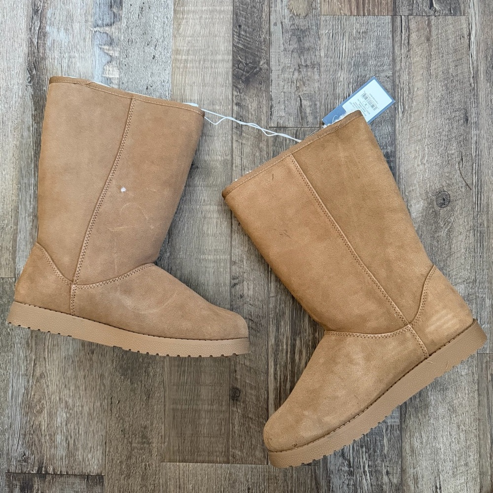 Womens Sarah Suede Shearling Winter Boots - Universal Thread Tan Brown 8 - Picture 4 of 12